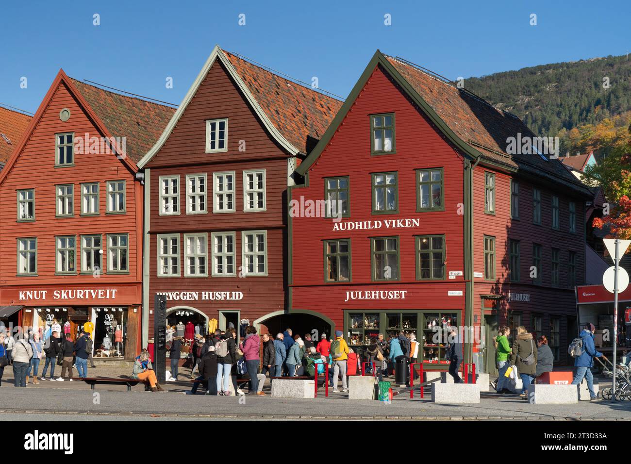 Bryggen Hansa Quarter, Hansakvarteret Bryggen, Norwegen Stockfoto