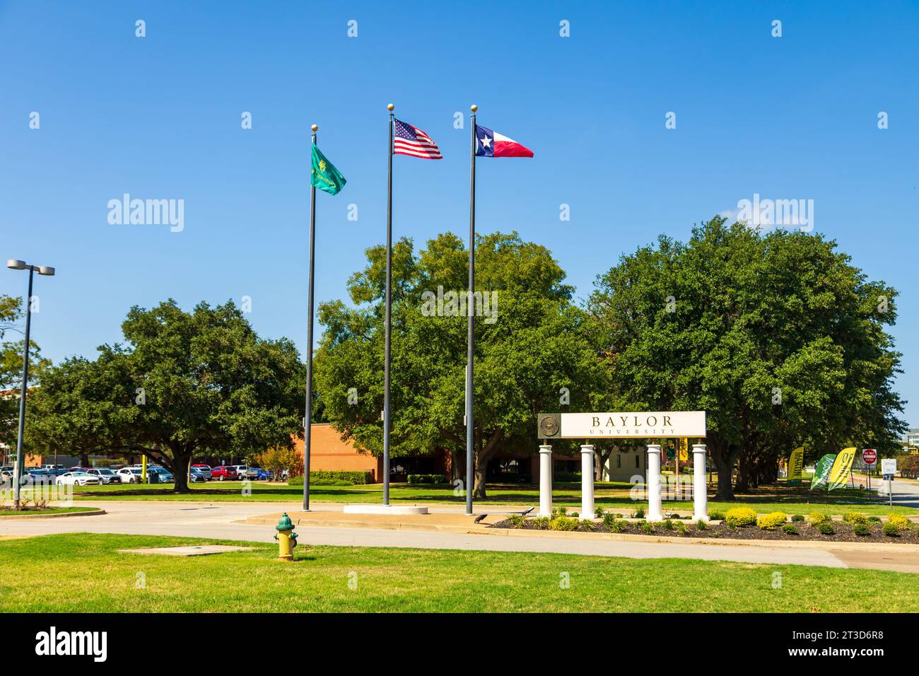 Waco, Texas – 23. September 2023: Unterschrift der Baylor University auf dem Campus der Baylor University in Waco, Texas. Stockfoto