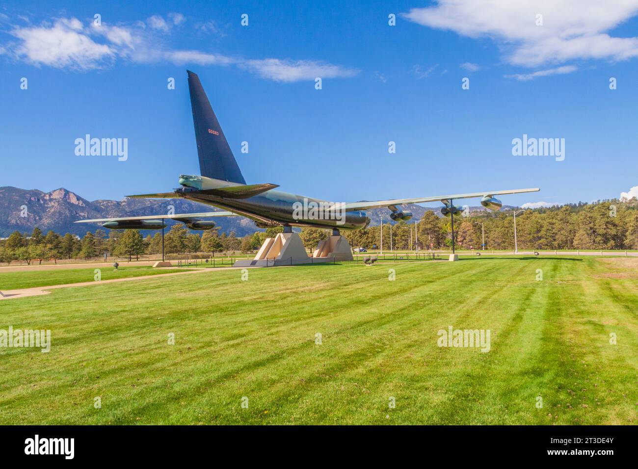 B-52 Bomber Flugzeug auf dem Display an der United States Air Force Academy in Colorado Springs, Colorado. Stockfoto