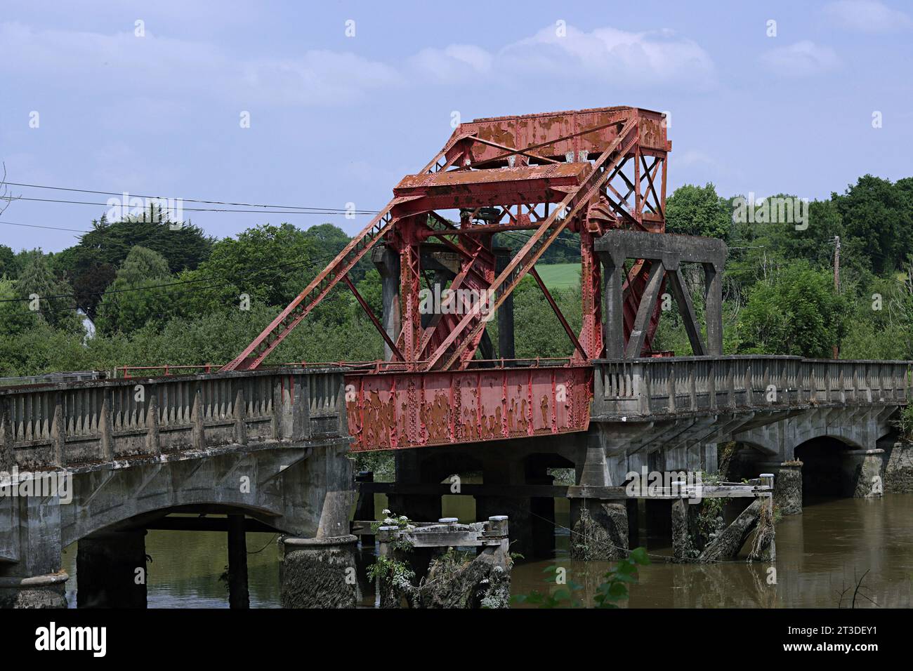 Klappbrücke, Mount Garrett Bridge am River Barrow in Co. Kilkenny Irland. Stockfoto