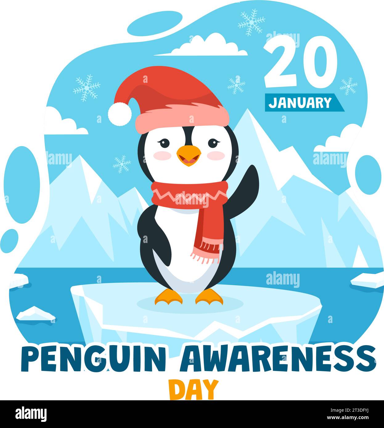 Pinguin Awareness Day Vektor-Illustration am 20. Januar mit Pinguinen und Eisberg, um Tiere in flachem Cartoon Hintergrund Design zu erhalten Stock Vektor