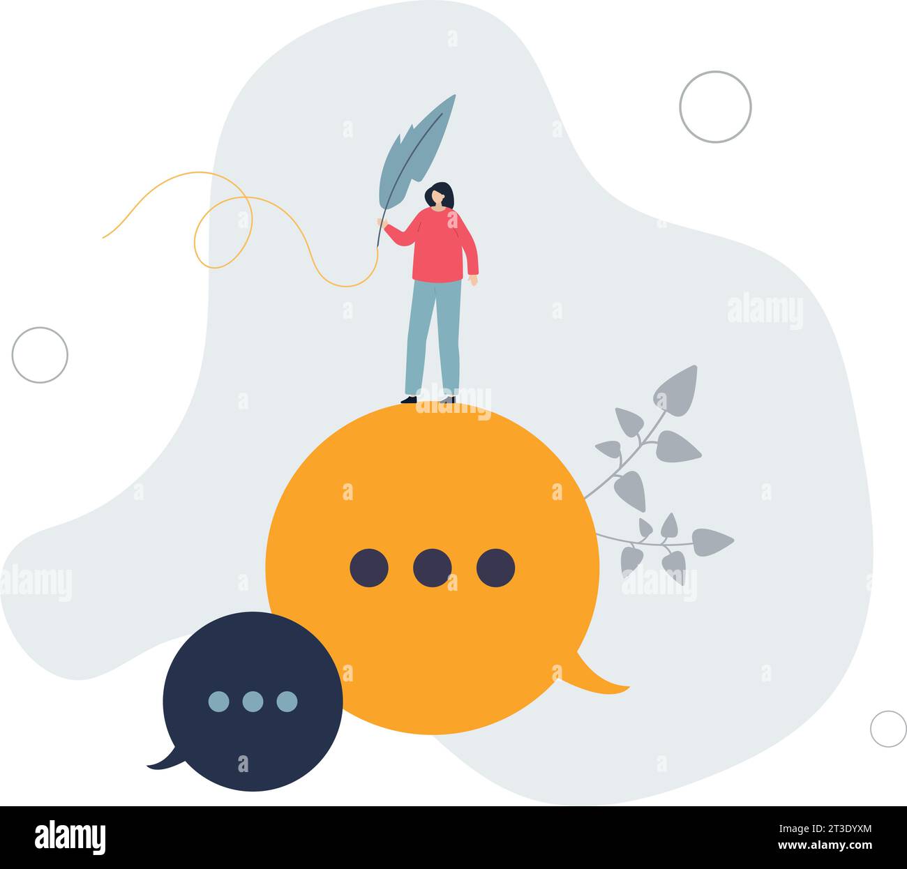 Redefreiheit und Redefreiheit ohne Zensur. Einfaches Schreiben in der Demokratie als Journalismusrecht, Gedanken und Meinungen auszudrücken. Stock Vektor