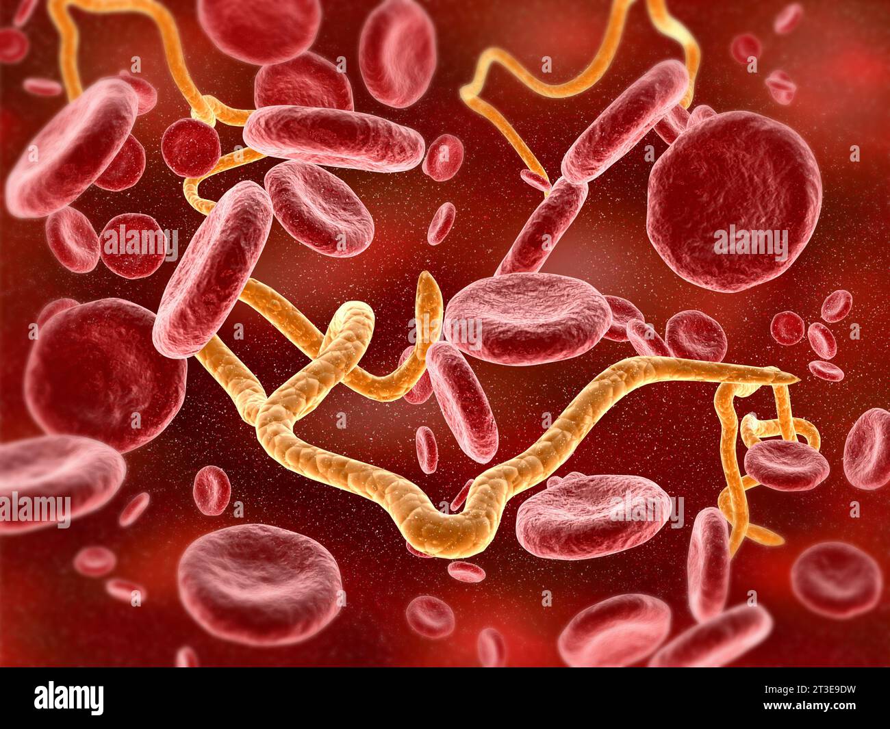 Virus infiziert das rote Blut. 3D-Rendering Stockfoto