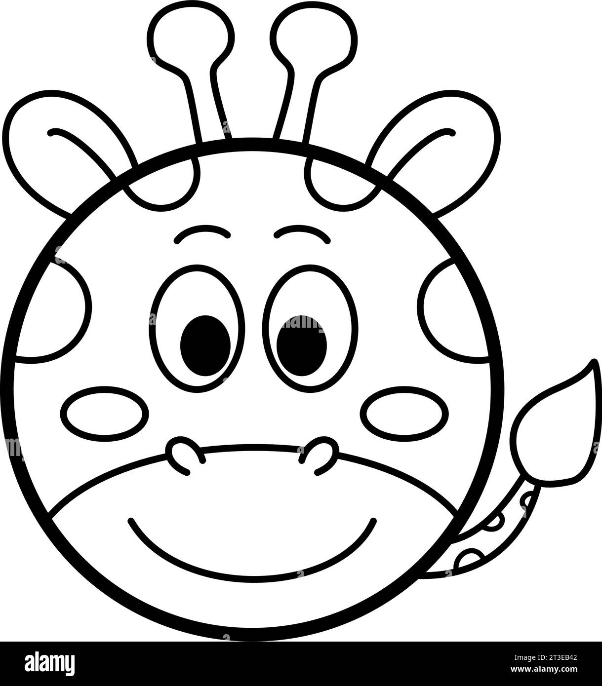 Giraffe - Zoo Tiergesicht Schwarz-weiß Illustration Clipart, der seine Cutness zum Dekorieren in Schule Workbook hervorhebt Stock Vektor