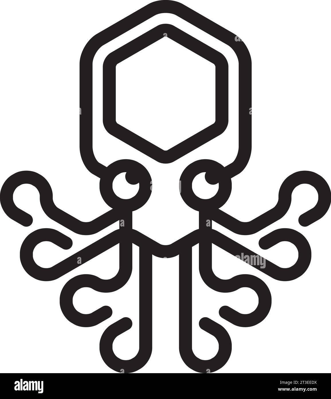 Lineare schwarze Vektordarstellung eines Oktopus auf weißem Hintergrund Stock Vektor