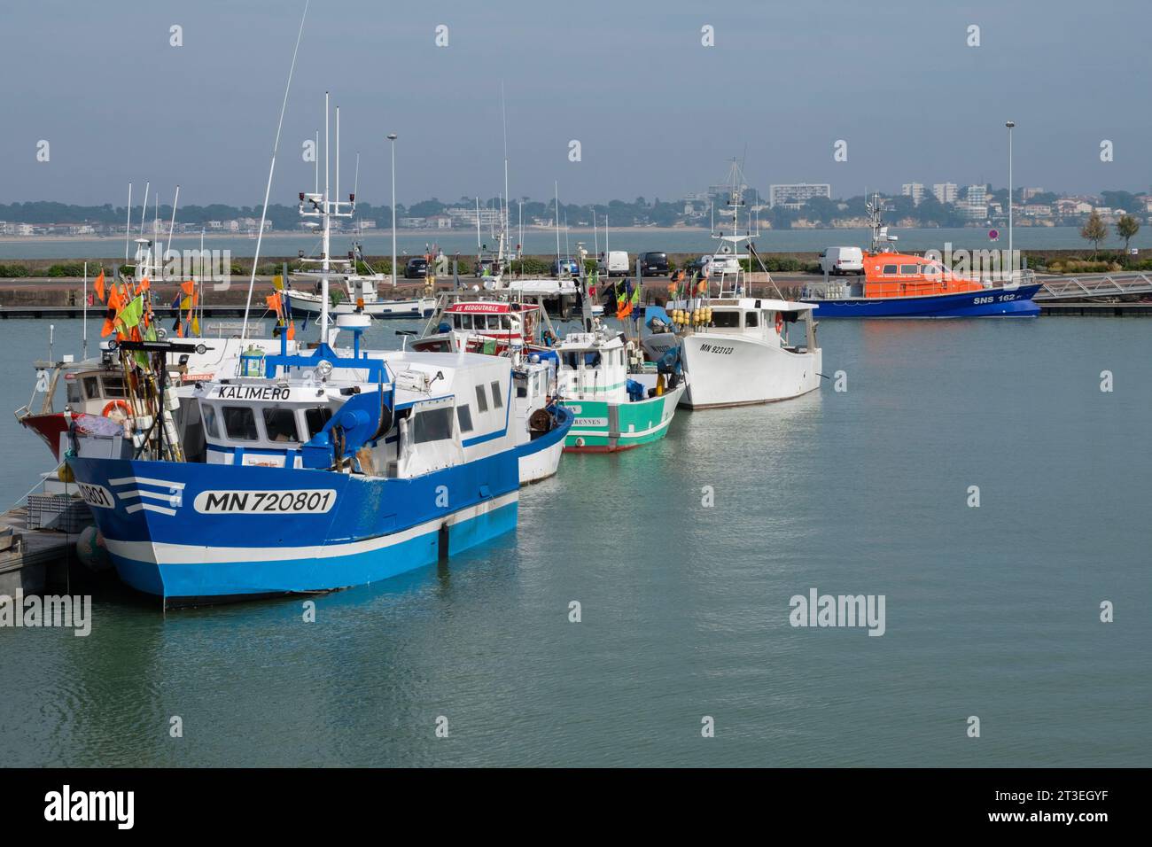 Royan (Mittelwestfrankreich): Fischerboote, die im Fischereihafen verankert sind, Trawler Stockfoto