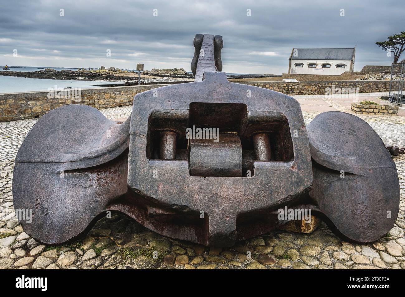 Portsall (Bretagne, Nordwestfrankreich): Anker des VLCC Amoco Cadiz, der am 16. März 1978 vor der bretonischen Küste auf Grund lief Stockfoto