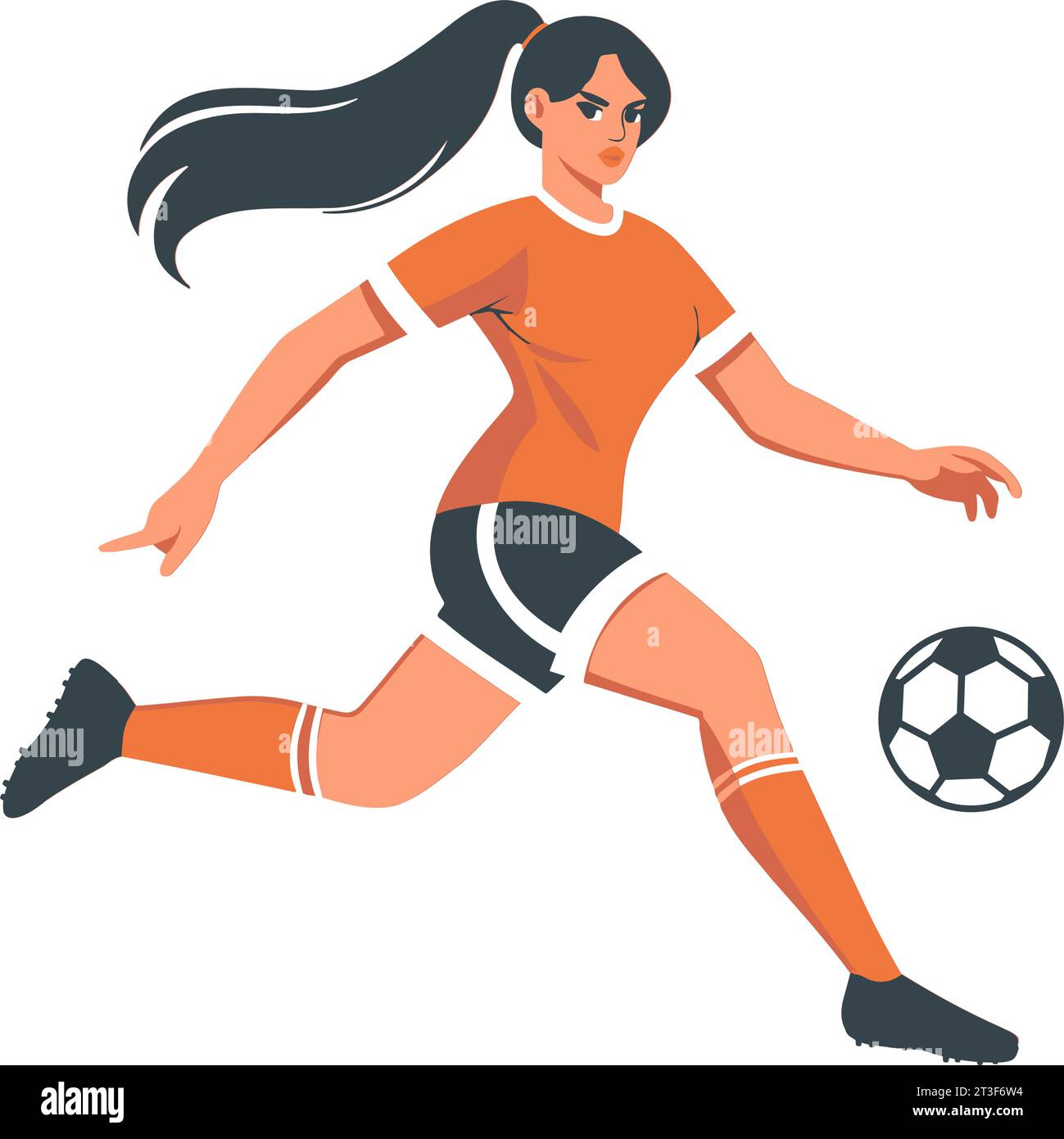 Girl Football Player Clip Art. Illustration des abgewickelten Vektors Stock Vektor