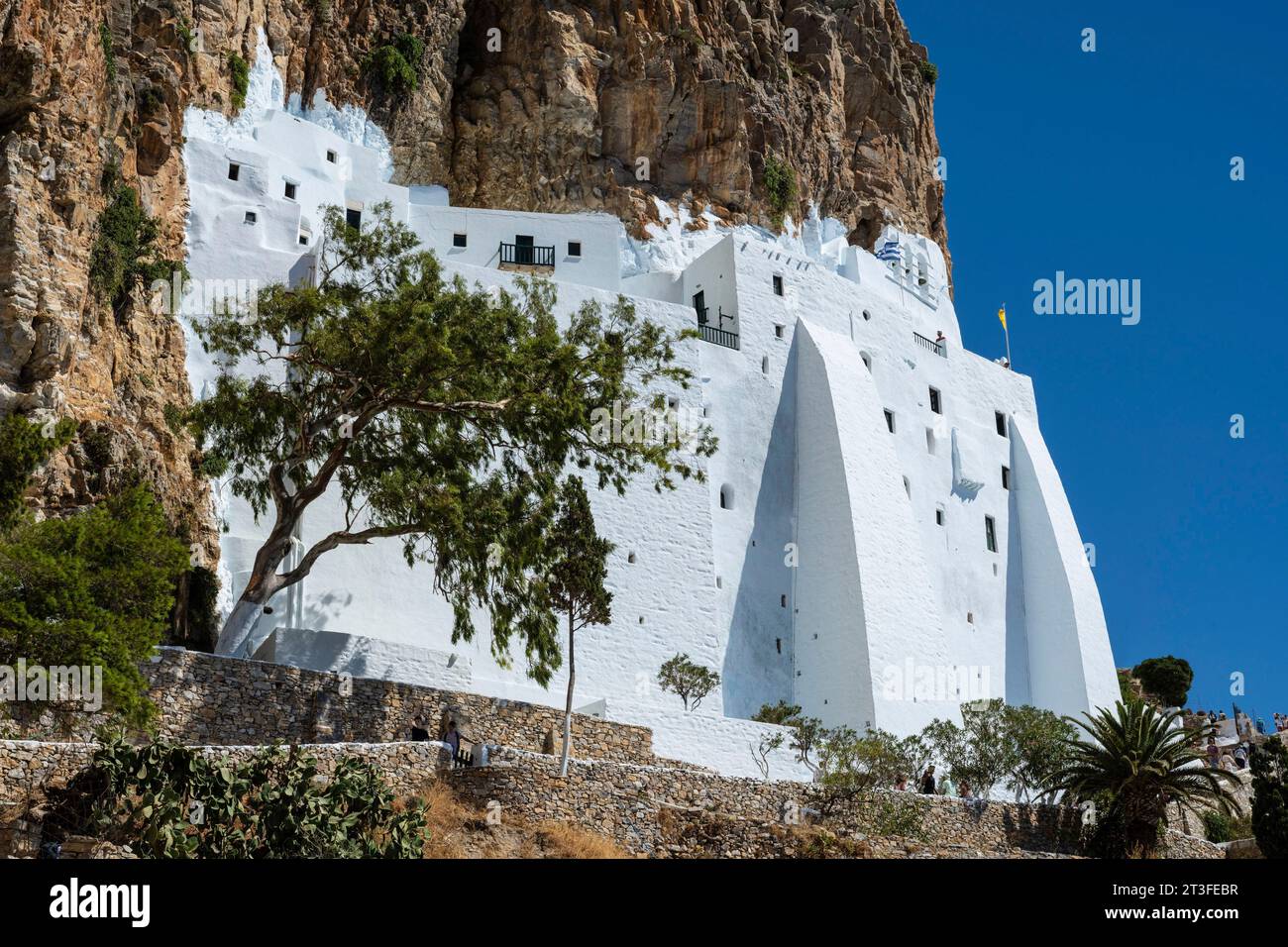 Griechenland, Ägäis, Ostkykladen-Archipel, Amorgos-Insel, byzantinisches Kloster Panagia Chozoviotissa oder Panagia Hozoviotissa (Moni Hozoviotissis, Chozoviotissa), das als Schauplatz für den Film Grand Bleu von Luc Besson diente Stockfoto