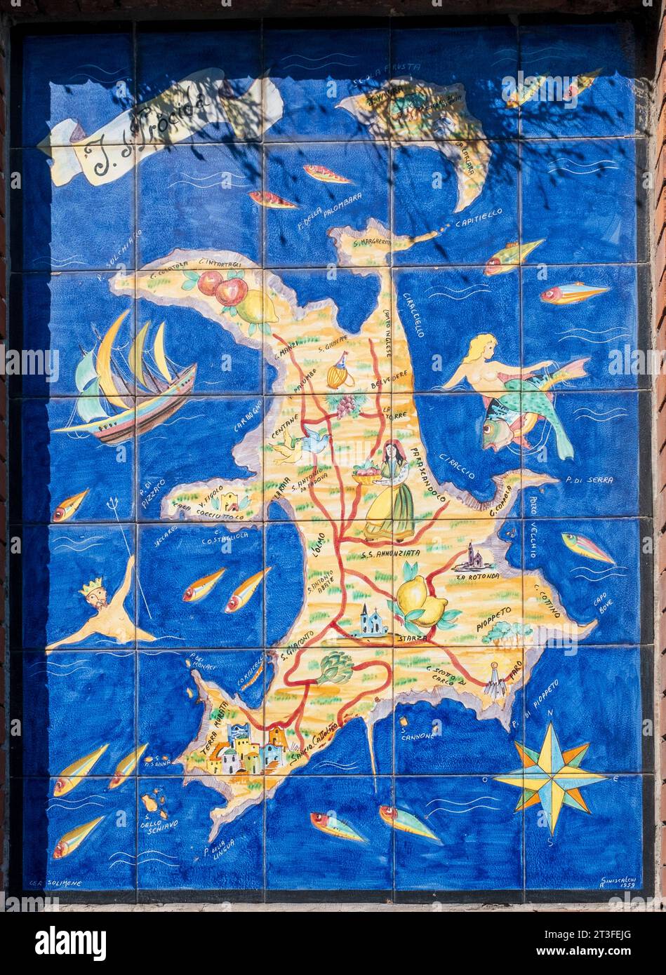 Italien, Kampanien, Bucht von Neapel, Insel Procida, Keramik, die die Insel Procida darstellt Stockfoto