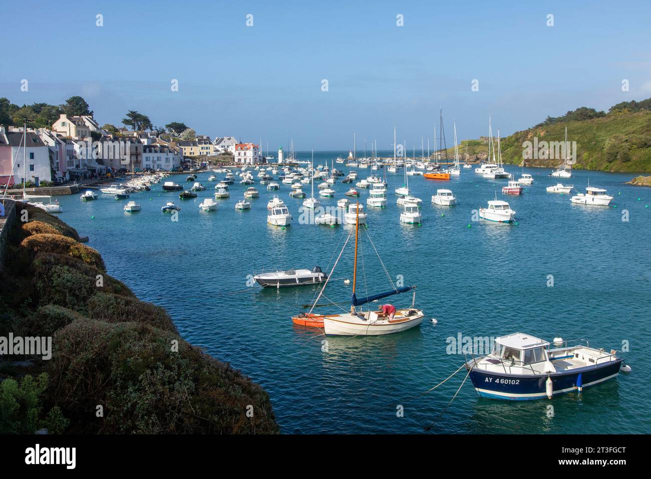 Frankreich, Morbihan, Belle Ile en mer, Port Sauzon Stockfoto