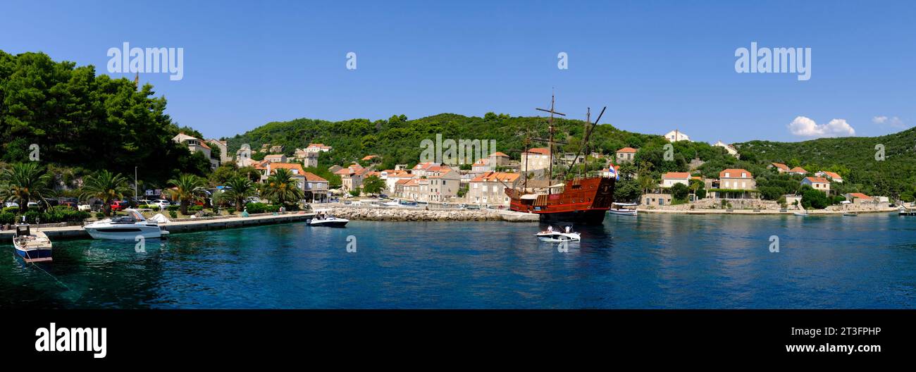 Kroatien, Dalmatien, die Inseln der Elaphiten, die Insel Sipan, der Hafen von Sumurad Stockfoto