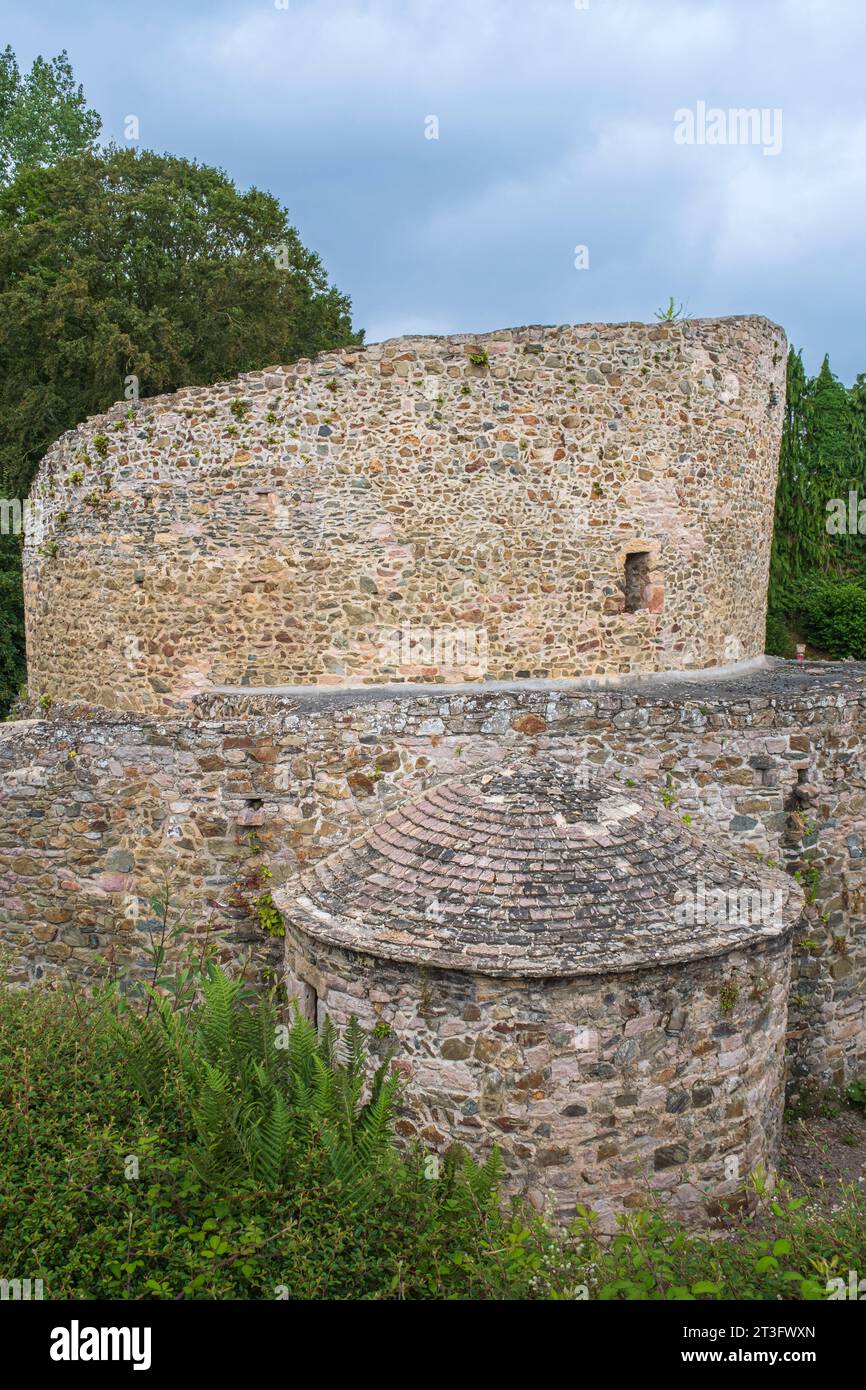 Frankreich, Cotes d'Armor, Lanleff, Lanleff Tempel in rosa Sandstein, ehemalige Kapelle aus dem 11. Jahrhundert Stockfoto