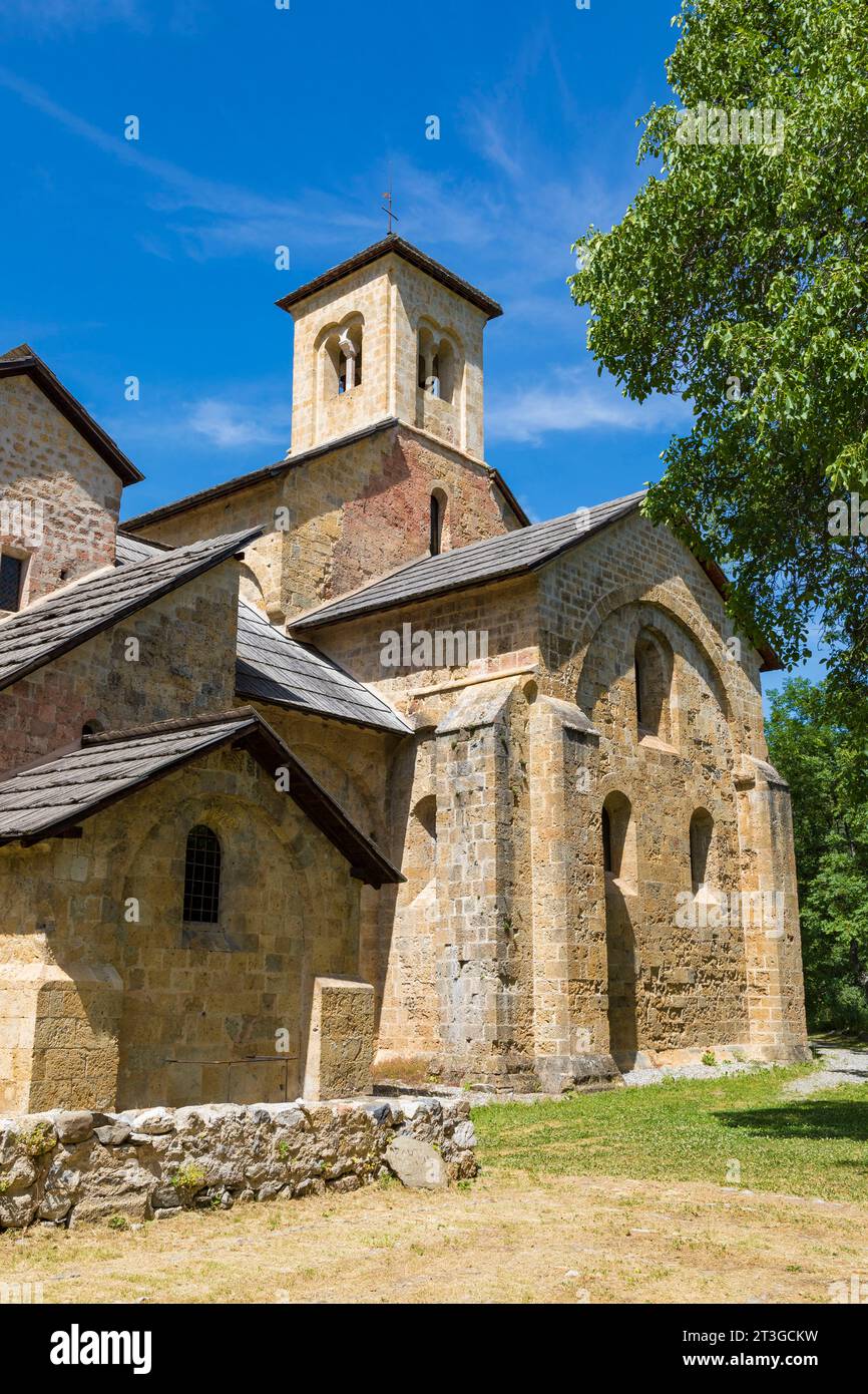 Frankreich, Hautes Alpes, Crots, Abtei Notre Dame de Boscodon aus dem 12. Jahrhundert Stockfoto