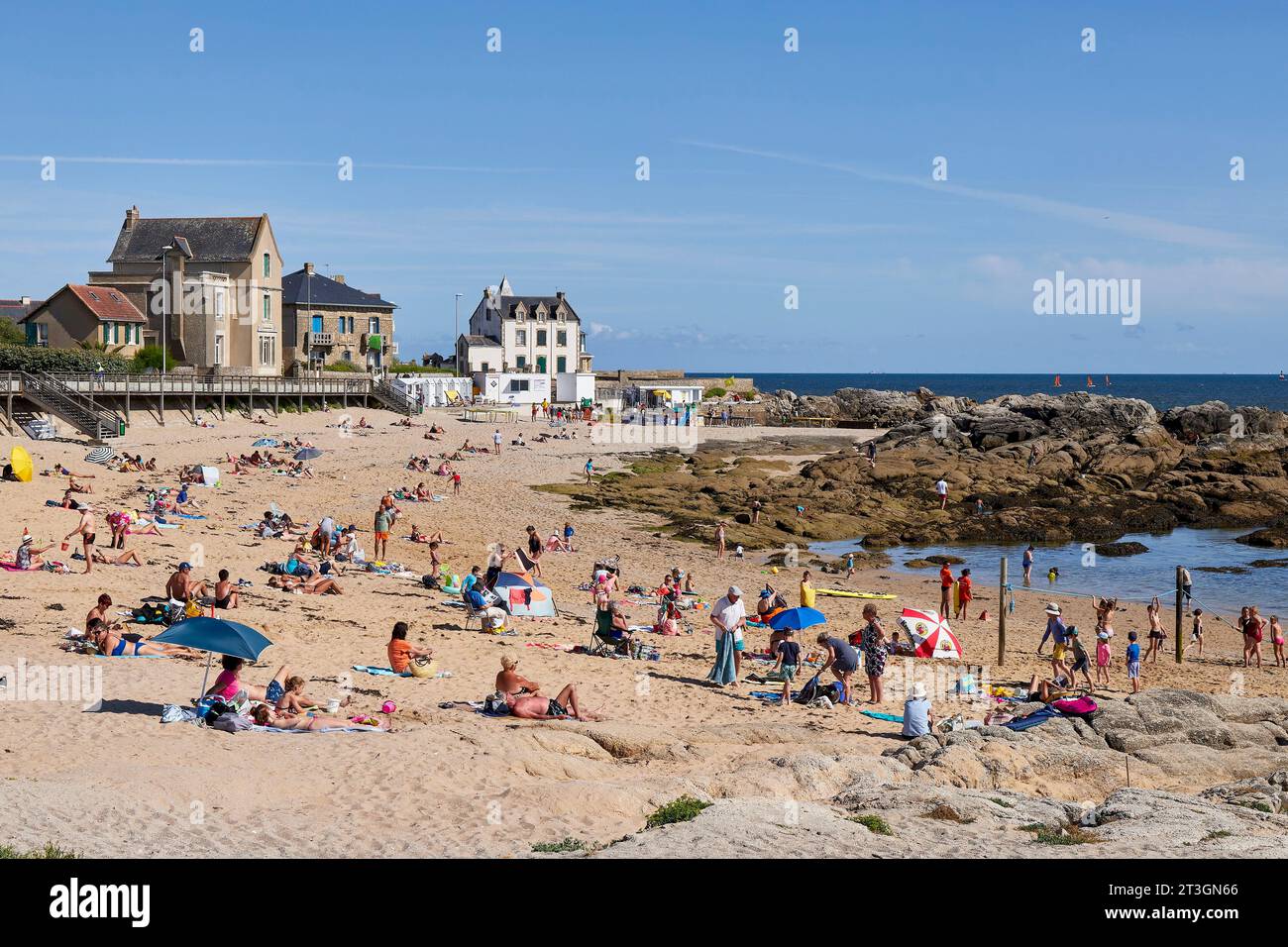 Frankreich, Loire Atlantique, Le Croisic, Port Lin Beach Stockfoto