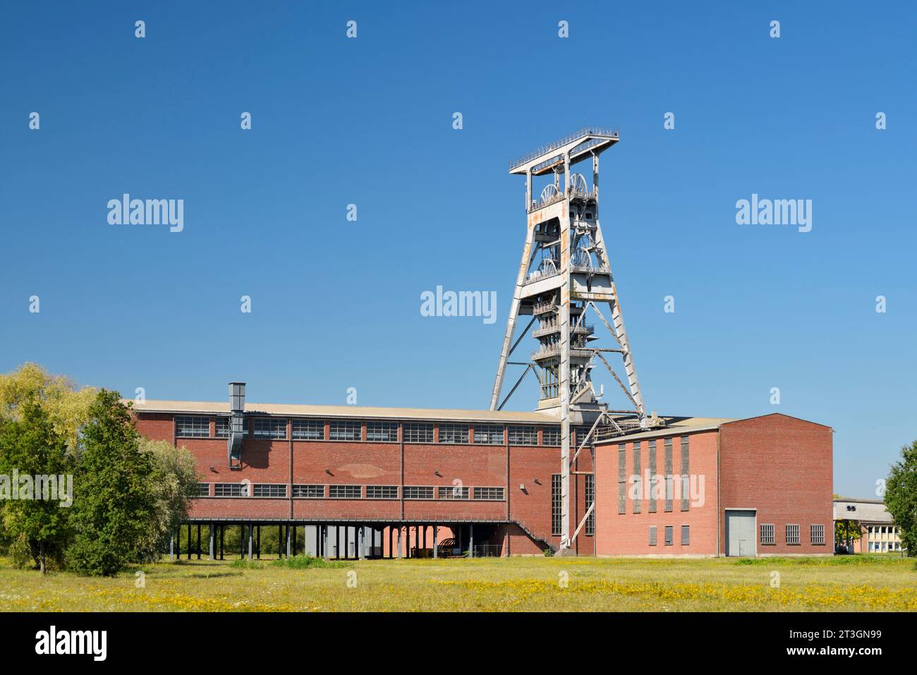 Frankreich, Nord, Wallers, Minengelände der Grube Arenberg, von der UNESCO zum Weltkulturerbe erklärt, Grundgerüst der Gruben 3 und 4 Stockfoto