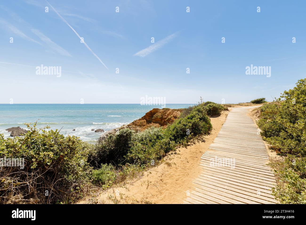 Blick auf den Strand Pointe du Payre, Jard sur Mer, Frankreich an einem Sommertag, Vendée, Frankreich Stockfoto