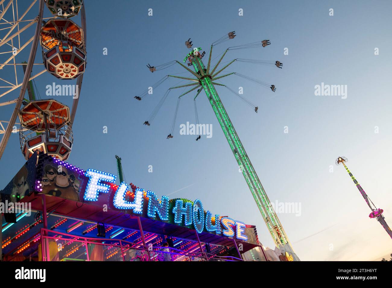 Am frühen Abend auf der Goose Fair, Nottingham Nottinghamshire England, Großbritannien Stockfoto