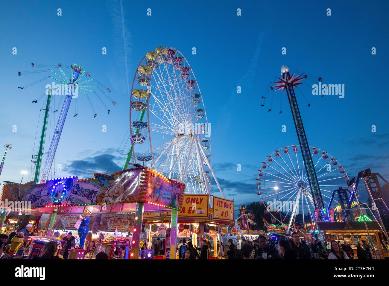 Am frühen Abend auf der Goose Fair, Nottingham Nottinghamshire England, Großbritannien Stockfoto