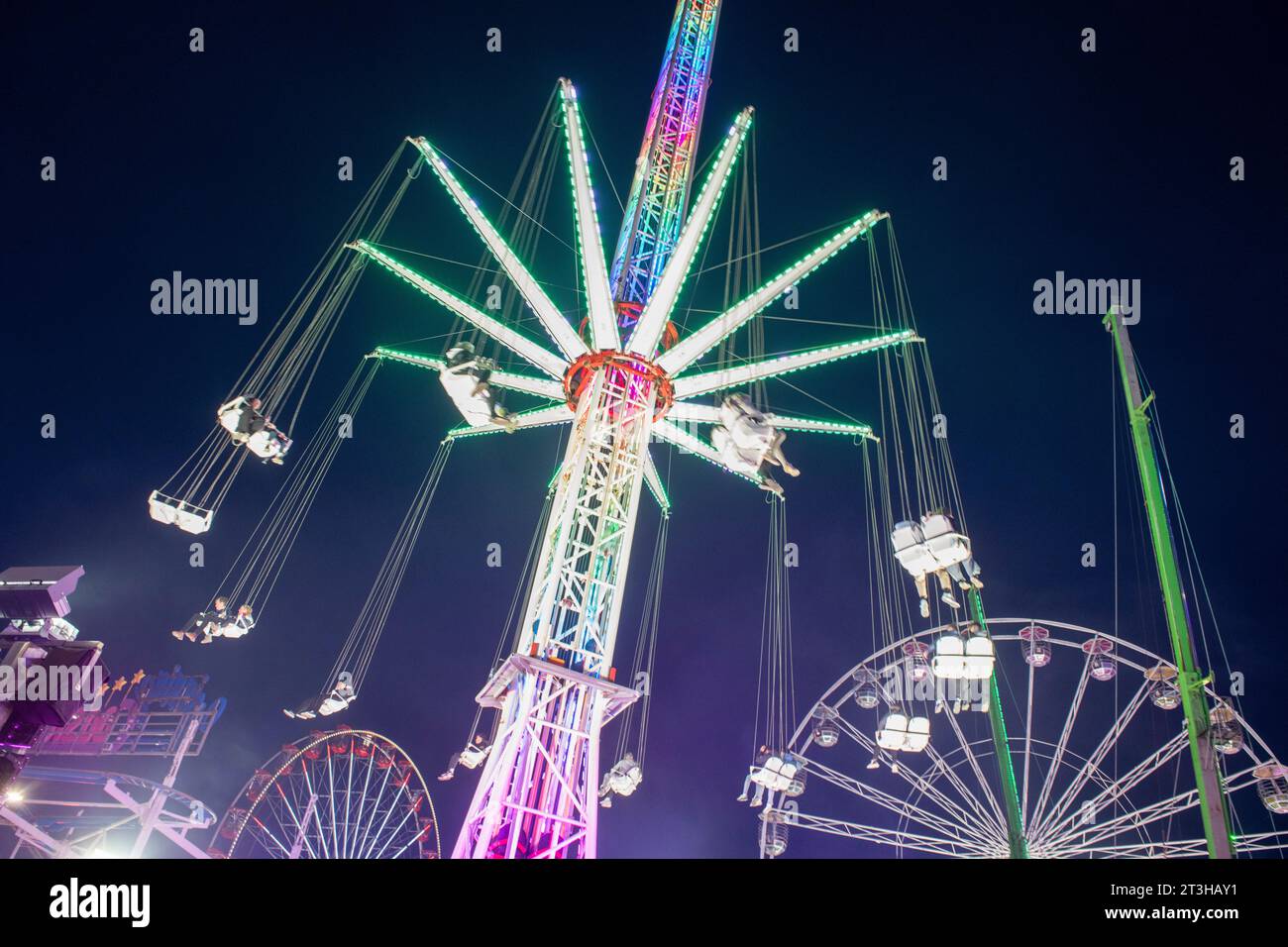 Nacht auf der Goose Fair, Nottingham Nottinghamshire England Großbritannien Stockfoto