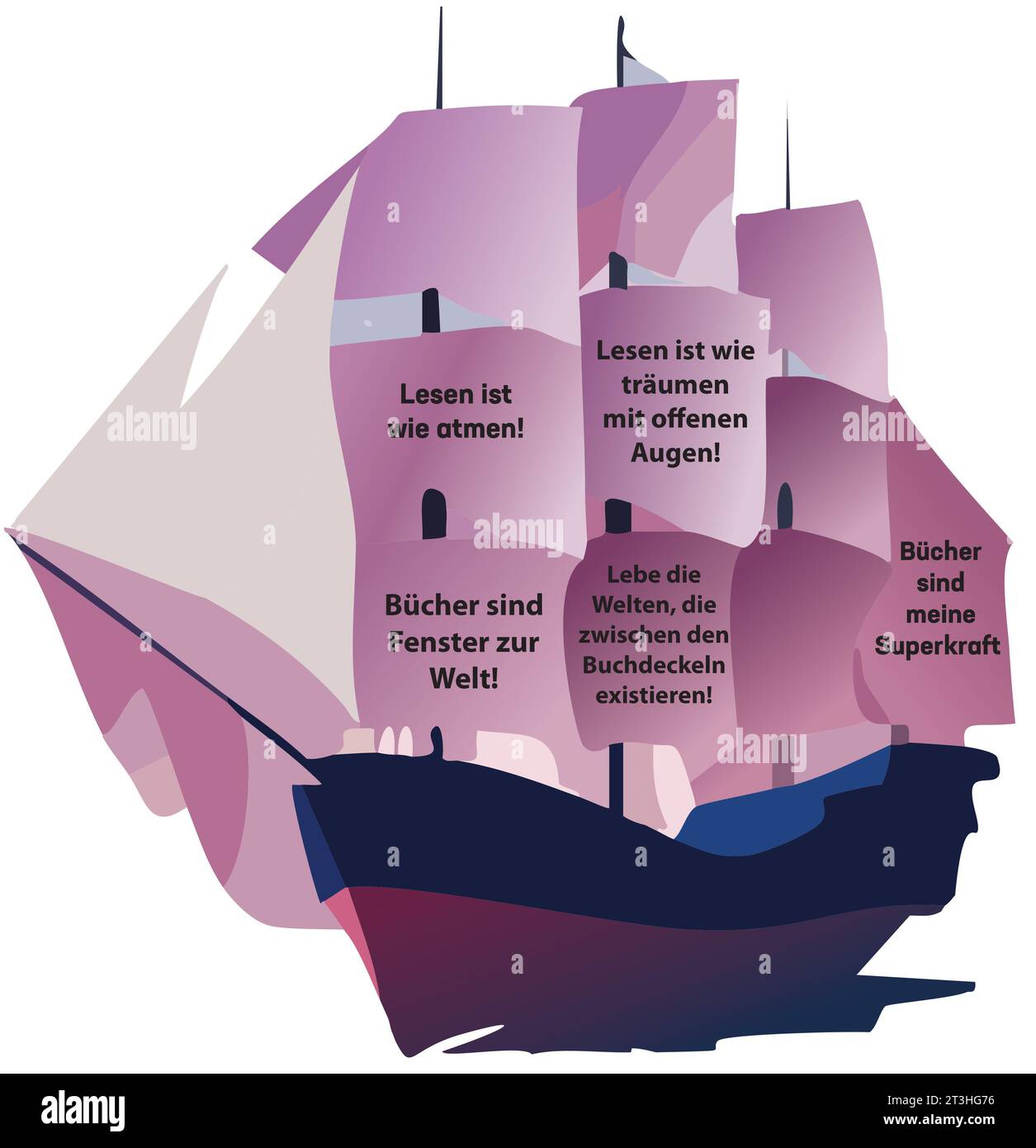Segelschiff für Buchfreunde - Segelschiff für Buchfreunde Stockfoto