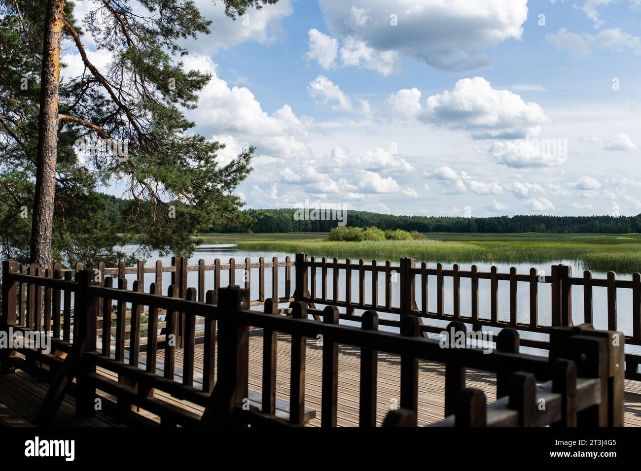 Blick auf den Echo-Teich (Stawy Echo) im Roztoczanski-Nationalpark in Zwierzyniec. Der Nationalpark Roztocze liegt im Südosten Polens in Roztocze, in der Woiwodschaft Lubelskie. Sie wurde am 10. Mai 1974 gegründet. Die Verwaltung des Parks befindet sich im Schloss des Bevollmächtigten in Zwierzyniec. (Foto: Mateusz Slodkowski / SOPA Images/SIPA USA) Stockfoto