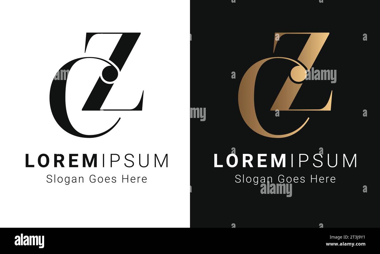 Luxuriöses Initial CZ- oder ZC-Monogramm-Logo-Design Stock Vektor