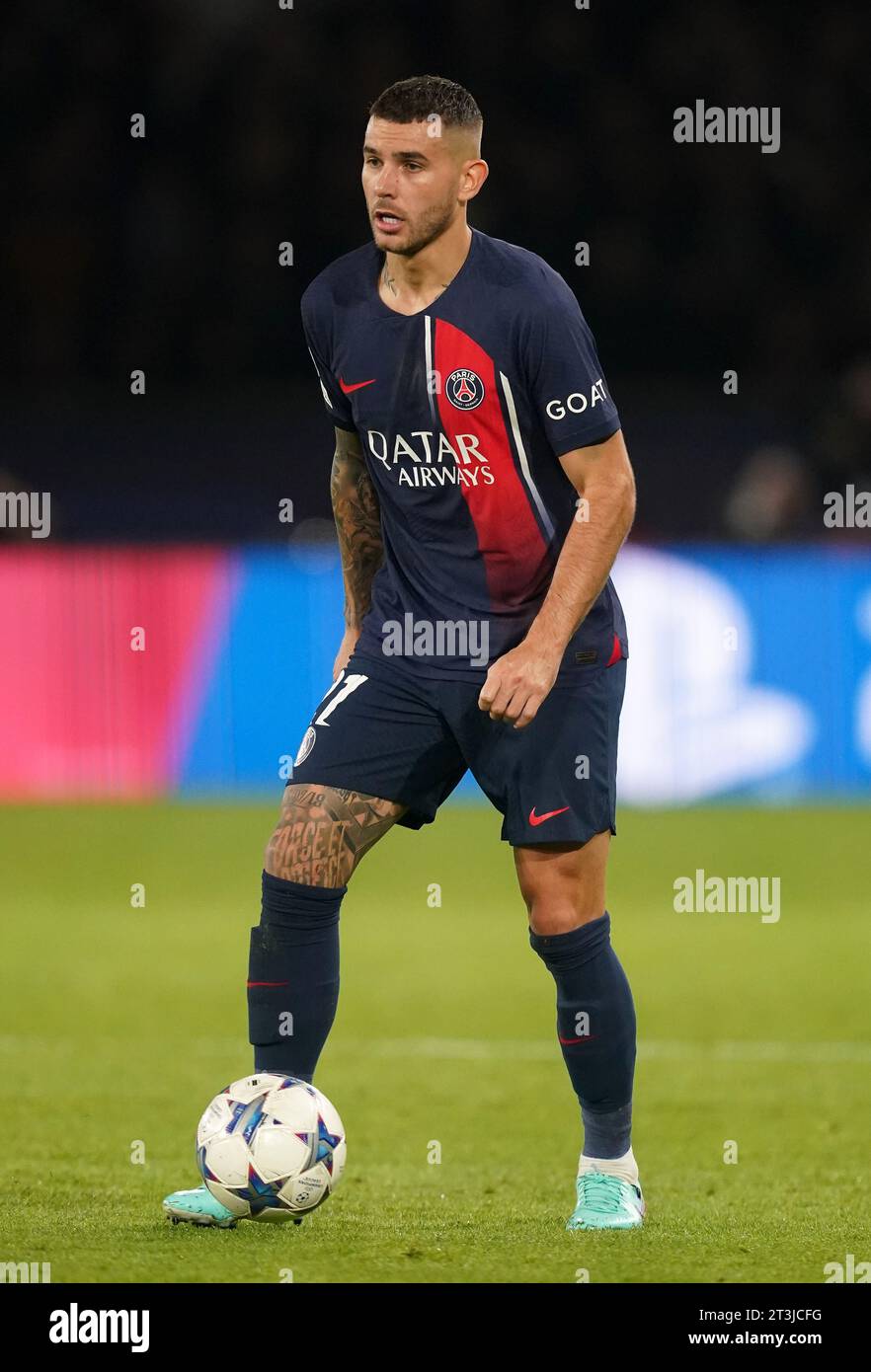 Lucas Hernandez von PSG während des Spiels der Gruppe F der UEFA Champions League im Parc des Princes in Paris. Bilddatum: Mittwoch, 25. Oktober 2023. Stockfoto