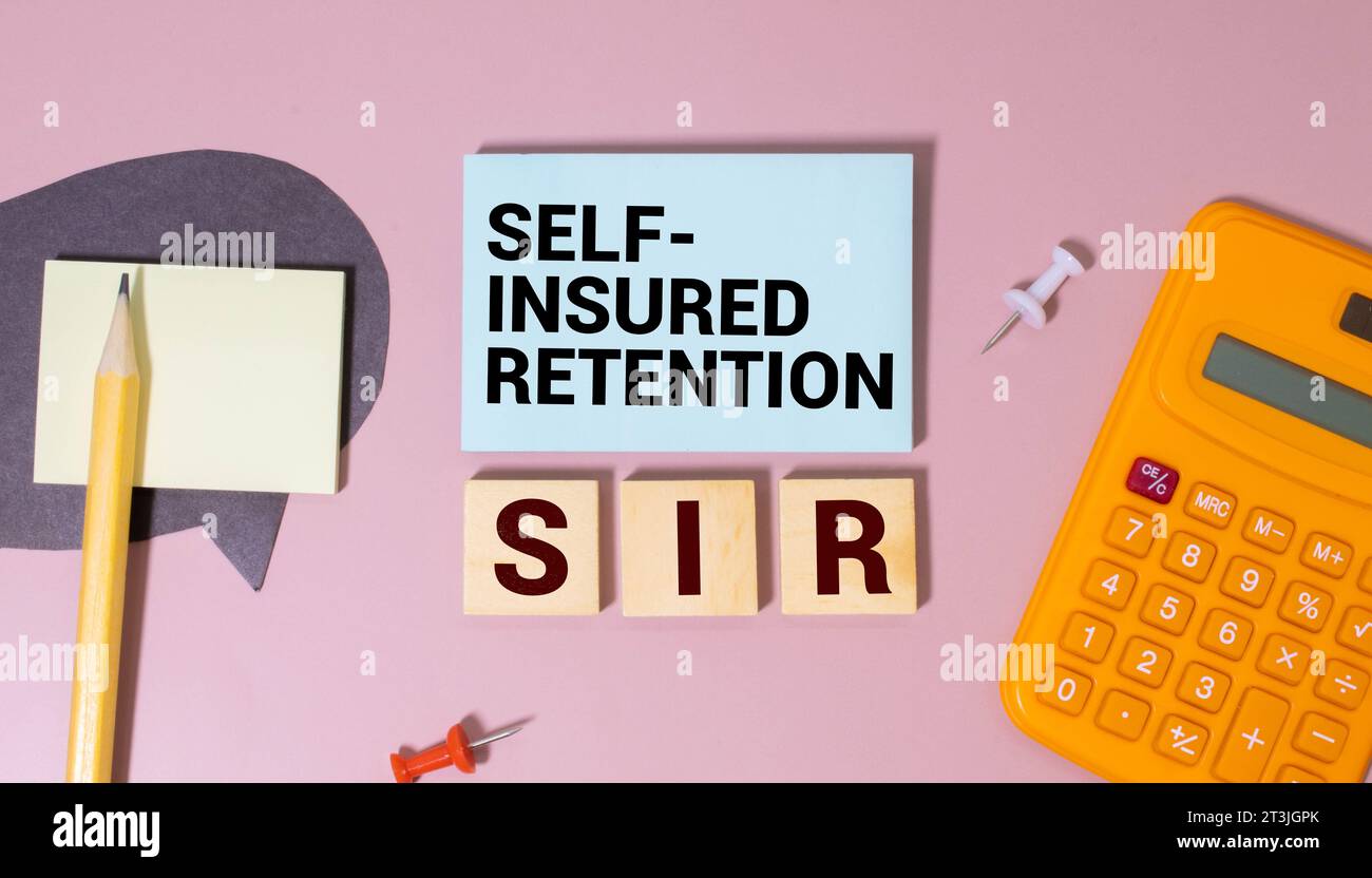 Selbstversicherte Versicherung SIR auf einem Schreibtisch Stockfoto