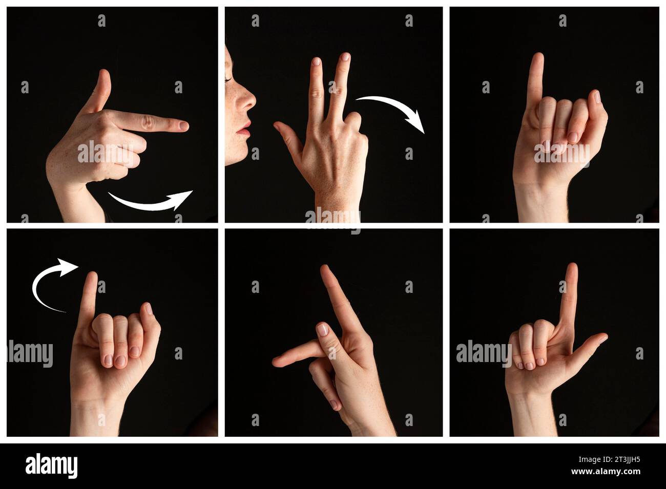 Sammlung Handgesten Gebärdensprache Stockfoto