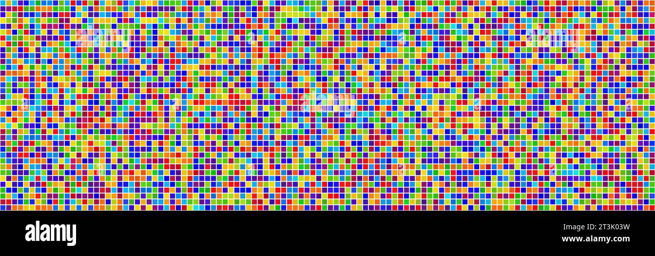 Abstraktes, nahtloses Mosaikmuster mit Pixeln. Hintergrund in leuchtenden Regenbogenfarben. Vektorabbildung. Boden- oder Wandfliesen Stock Vektor