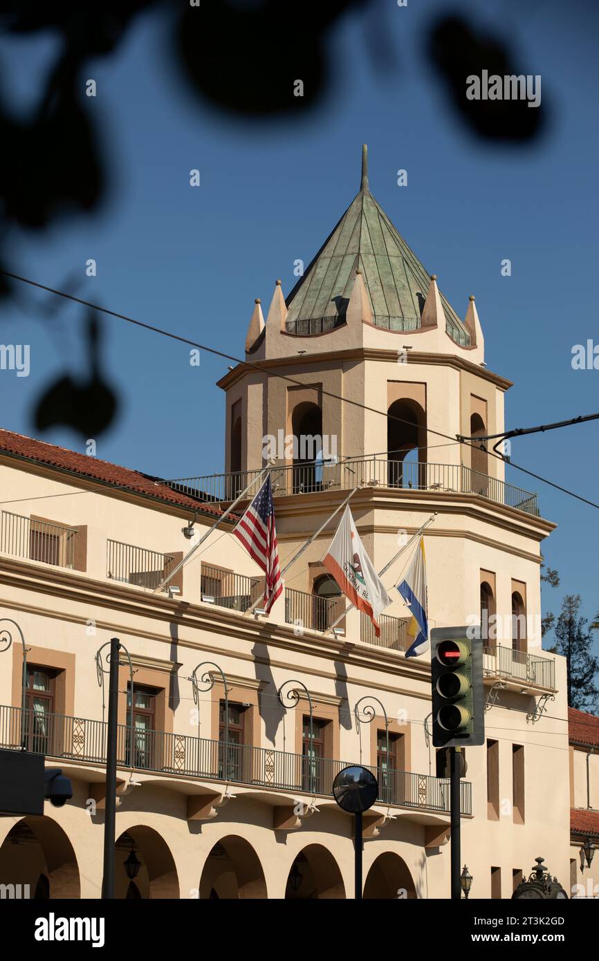 Blick auf historische Gebäude im Zentrum von San Jose, Kalifornien, USA. Stockfoto