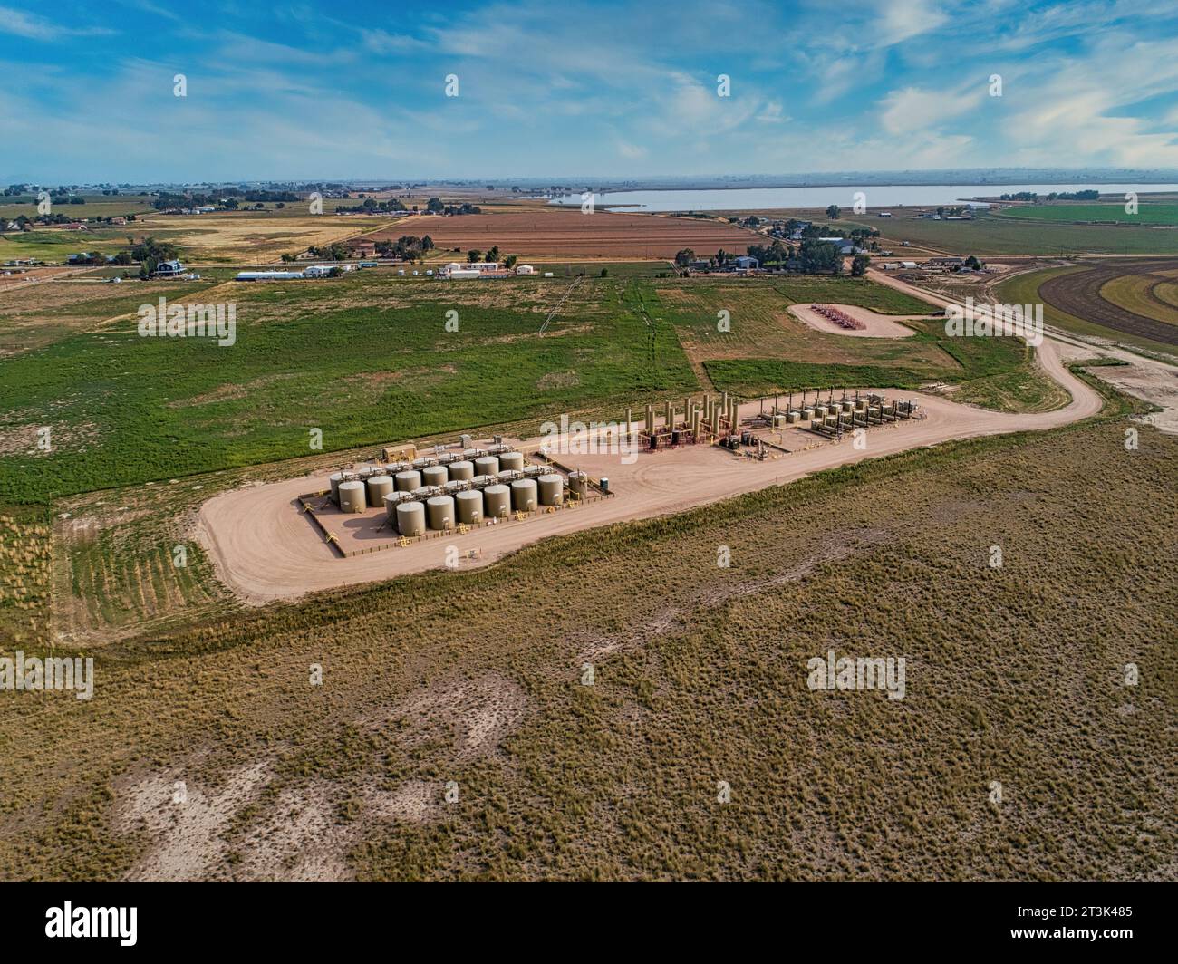 Fracking Pad in Colorado Fields. Stockfoto
