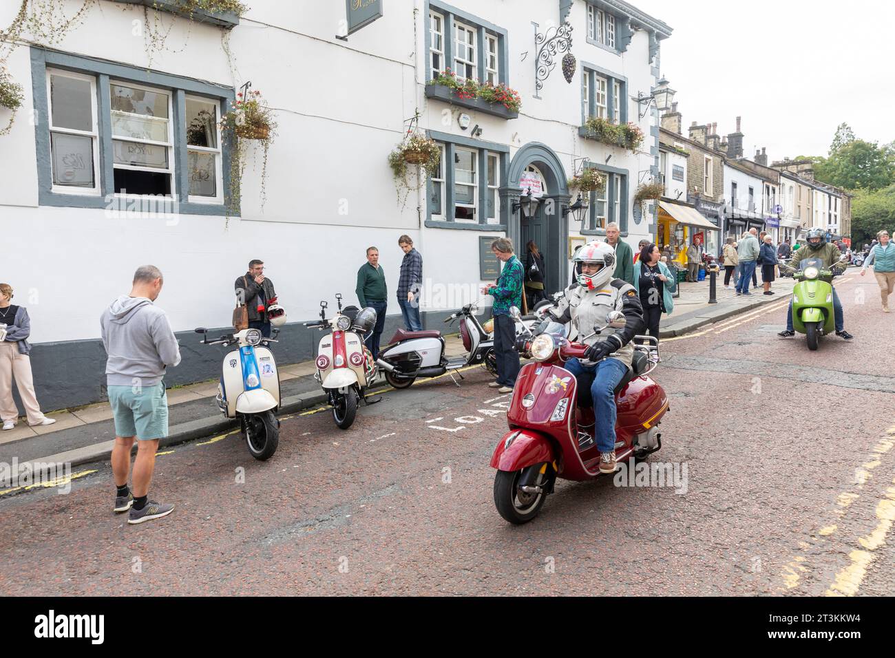 Scooter Rallye, der Ribble Valley Scooter Club trifft sich in Clitheroe Lancashire zu einer 3-tägigen Rallye-Veranstaltung, England, Großbritannien, september 2023 Stockfoto