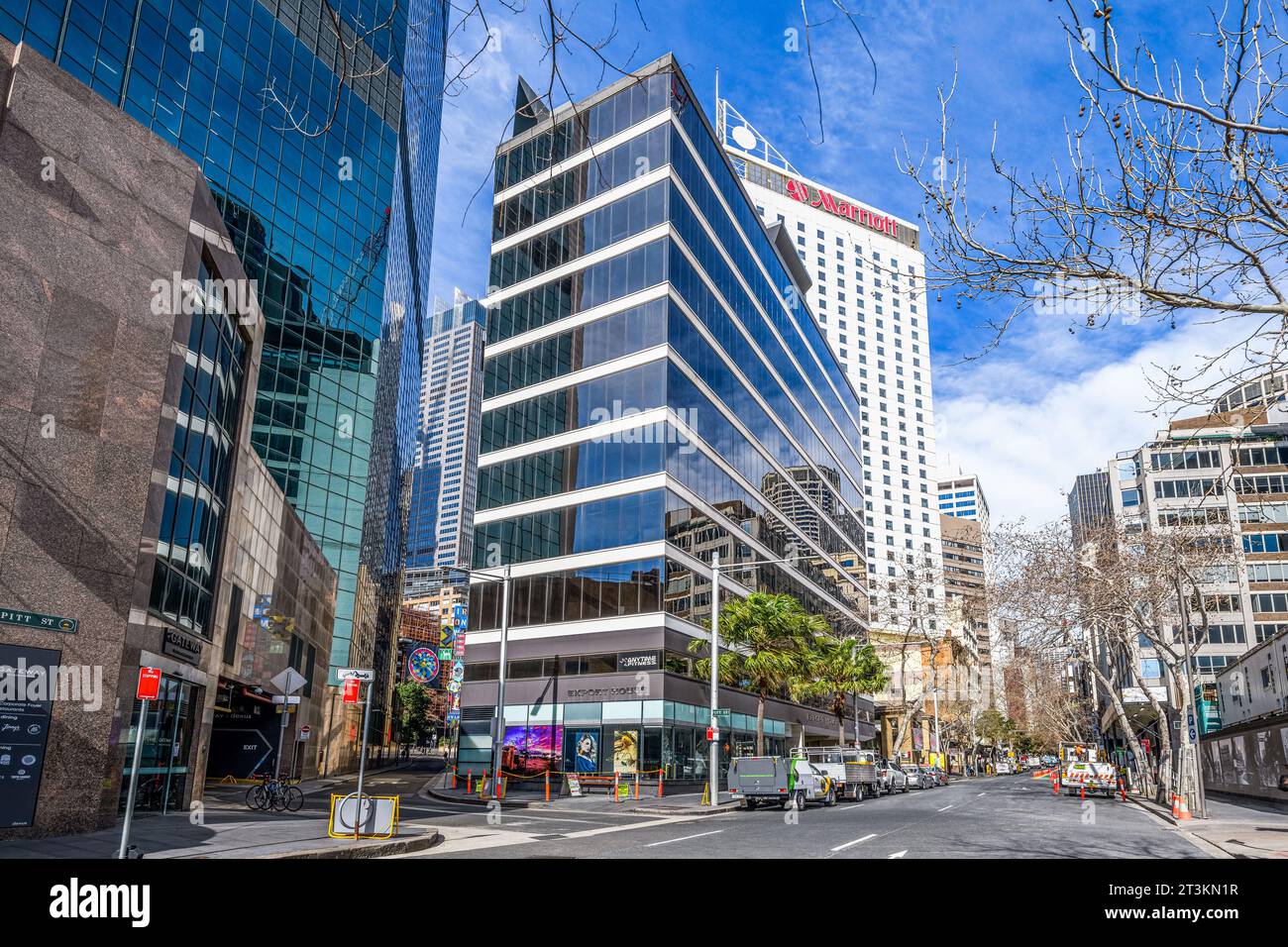 Sydney, Australien – 4. August 2020: Leere Straßen des Central Business District von Sydney während der Coronavirus-Pandemie. Stockfoto