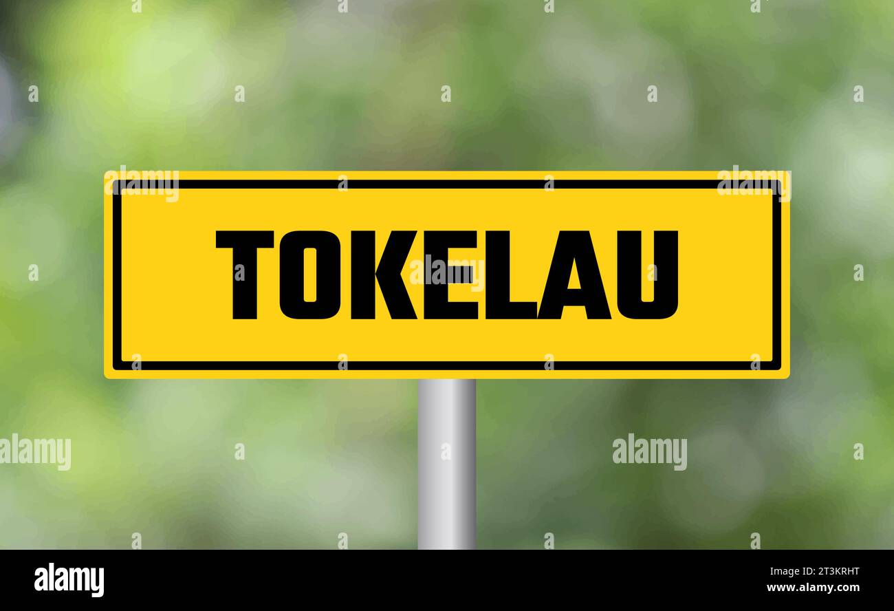 Tokelau Straßenschild auf unscharfem Hintergrund Stockfoto