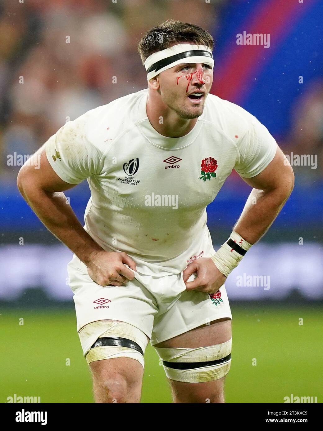 Aktenfoto vom 21.10.2023 von Tom Curry aus England. World Rugby hat keine ausreichenden Beweise gefunden, um Tom Currys Behauptung zu folgen, dass er von Mbongeni Mbonambi in der englischen WM-Halbfinalniederlage gegen Südafrika rassisch missbraucht wurde. Ausgabedatum: Donnerstag, 26. Oktober 2023. Stockfoto