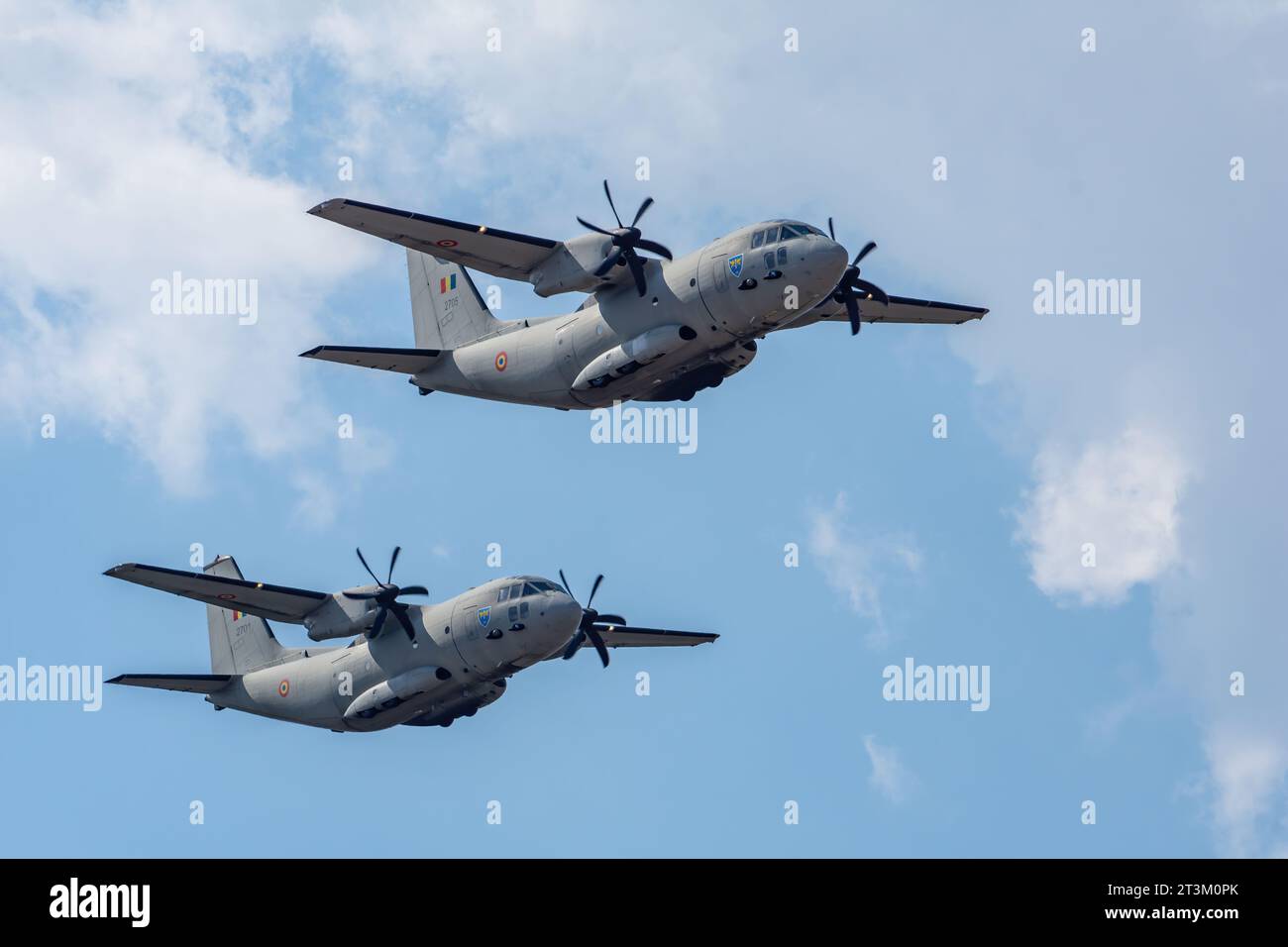 Leichter Transport C-27J Spartan der rumänischen Luftwaffe auf der Bukarest International Air Show (BIAS 2023) Stockfoto