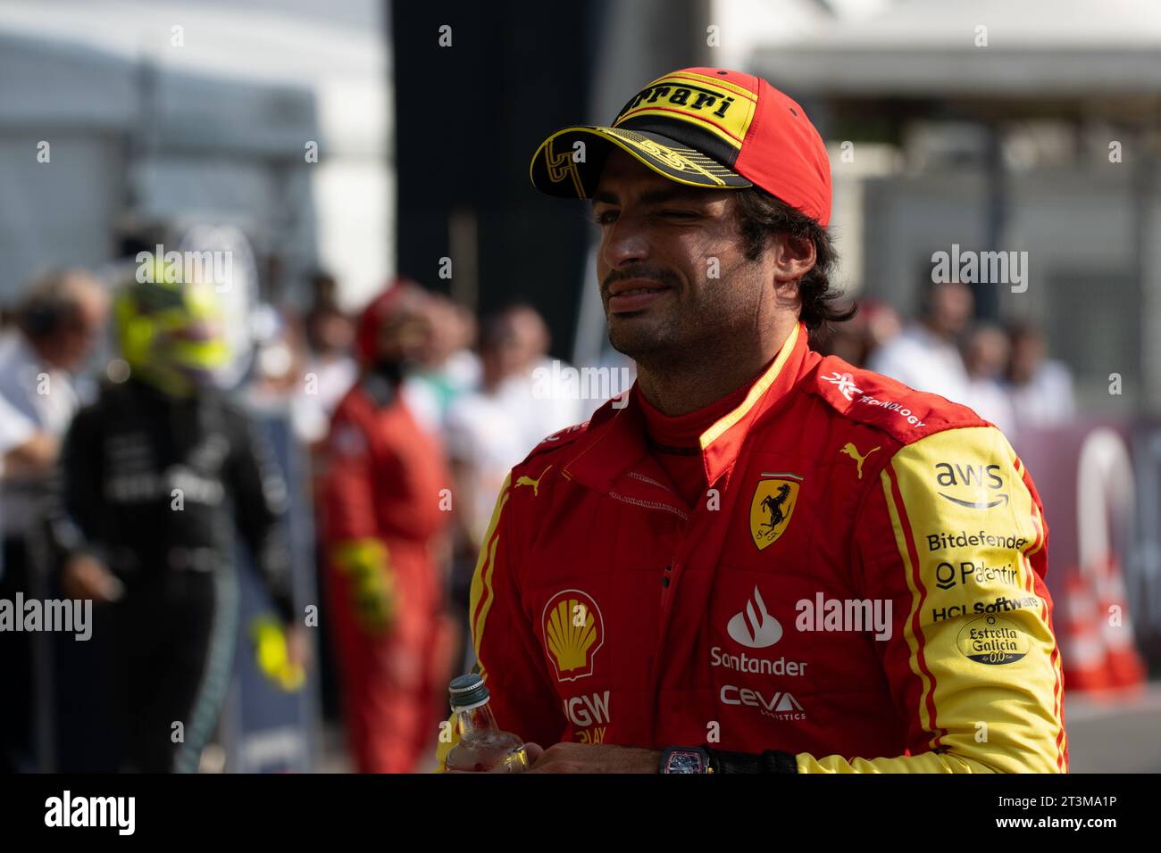 RENNSTRECKE MONZA, ITALIEN – 02. SEPTEMBER: Carlos Sainz, Ferrari SF-23 beim Grand Prix von Italien auf der Rennstrecke Monza am Samstag, 02. September 2023 in Monza, Italien. (Foto: Michael Potts/BSR Agency) Credit: BSR Agency/Alamy Live News Stockfoto