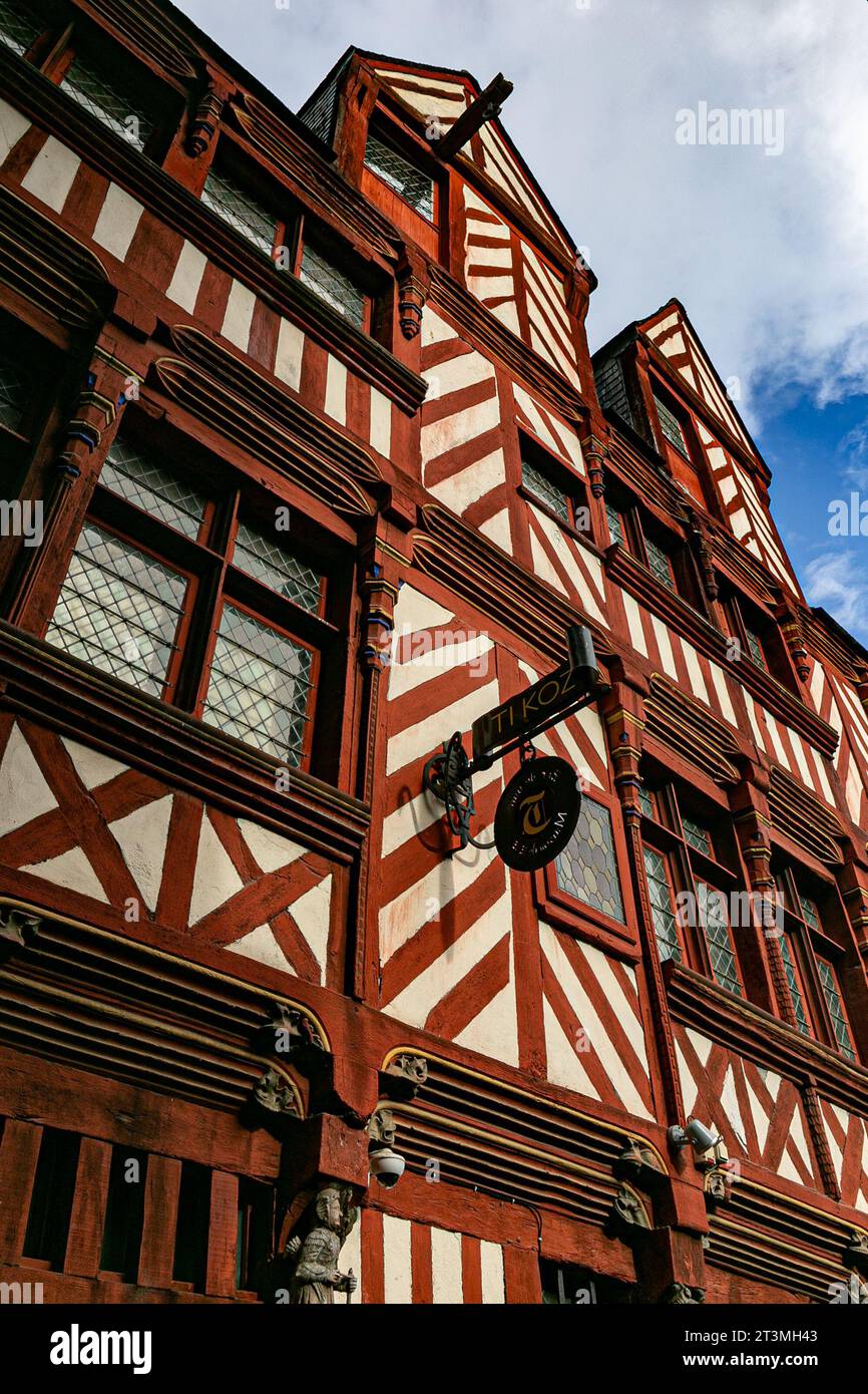 Fachwerkhäuser im historischen Zentrum von Rennes, Bretagne, Frankreich Stockfoto