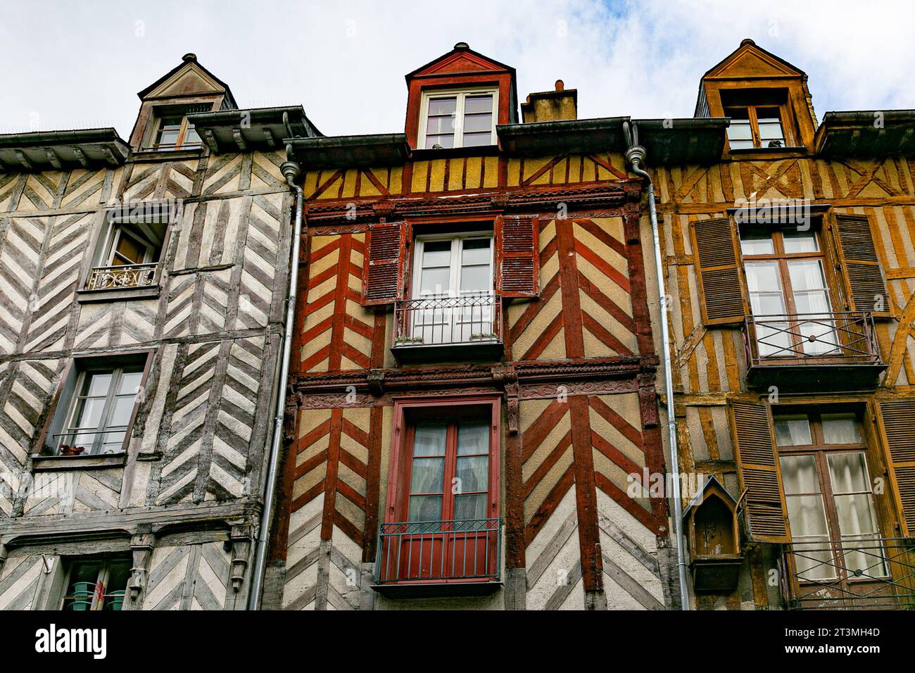 Fachwerkhäuser im historischen Zentrum von Rennes, Bretagne, Frankreich Stockfoto