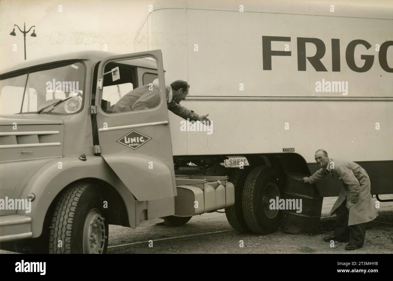 Französische Lkw-Fahrer-Meisterschaft, Frankreich 1955 Stockfoto