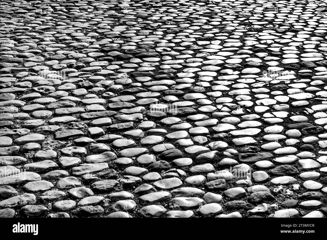Eine Kopfsteinpflasterstraße in Grassington, Yorkshire. Stockfoto