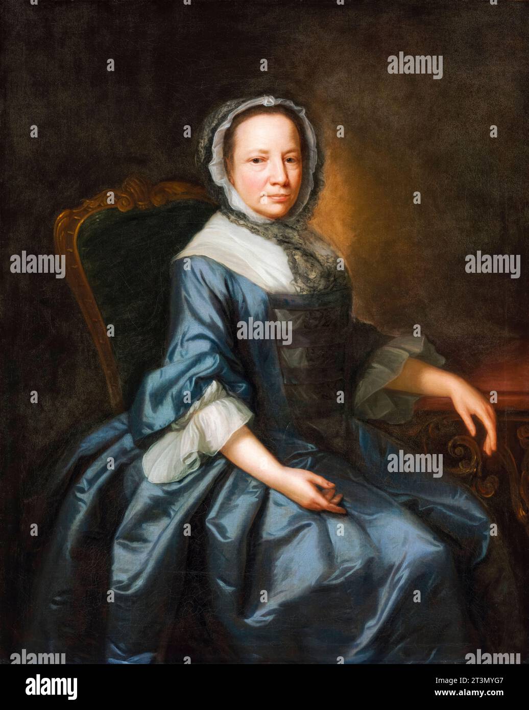 Thomas Hudson, Porträt einer Dame, Gemälde in Öl auf Leinwand, um 1740 Stockfoto