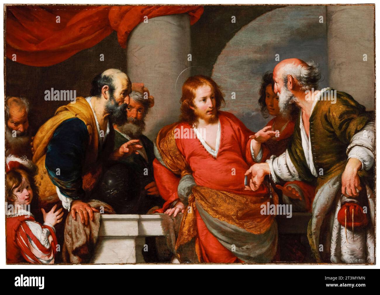Bernardo Strozzi, das Tribute-Geld, Ölgemälde auf Leinwand, 1630-1635 Stockfoto