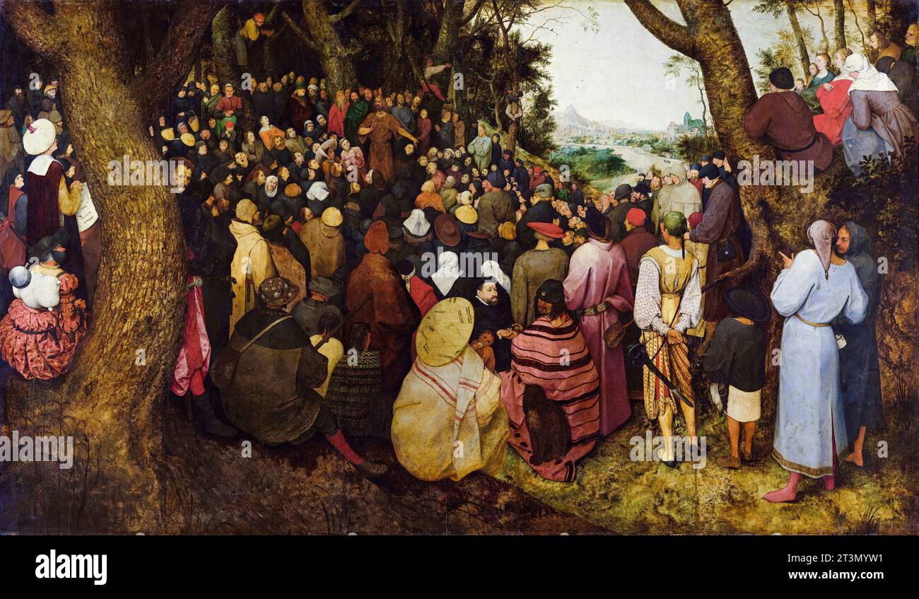 Pieter Brueghel der ältere, die Predigt des heiligen Johannes des Täufers, Gemälde in Öl auf Holz, 1566 Stockfoto Pieter Brueghel der ältere, die Predigt des heiligen Johannes des Täufers, Gemälde in Öl auf Holz, 1566 Stockfoto