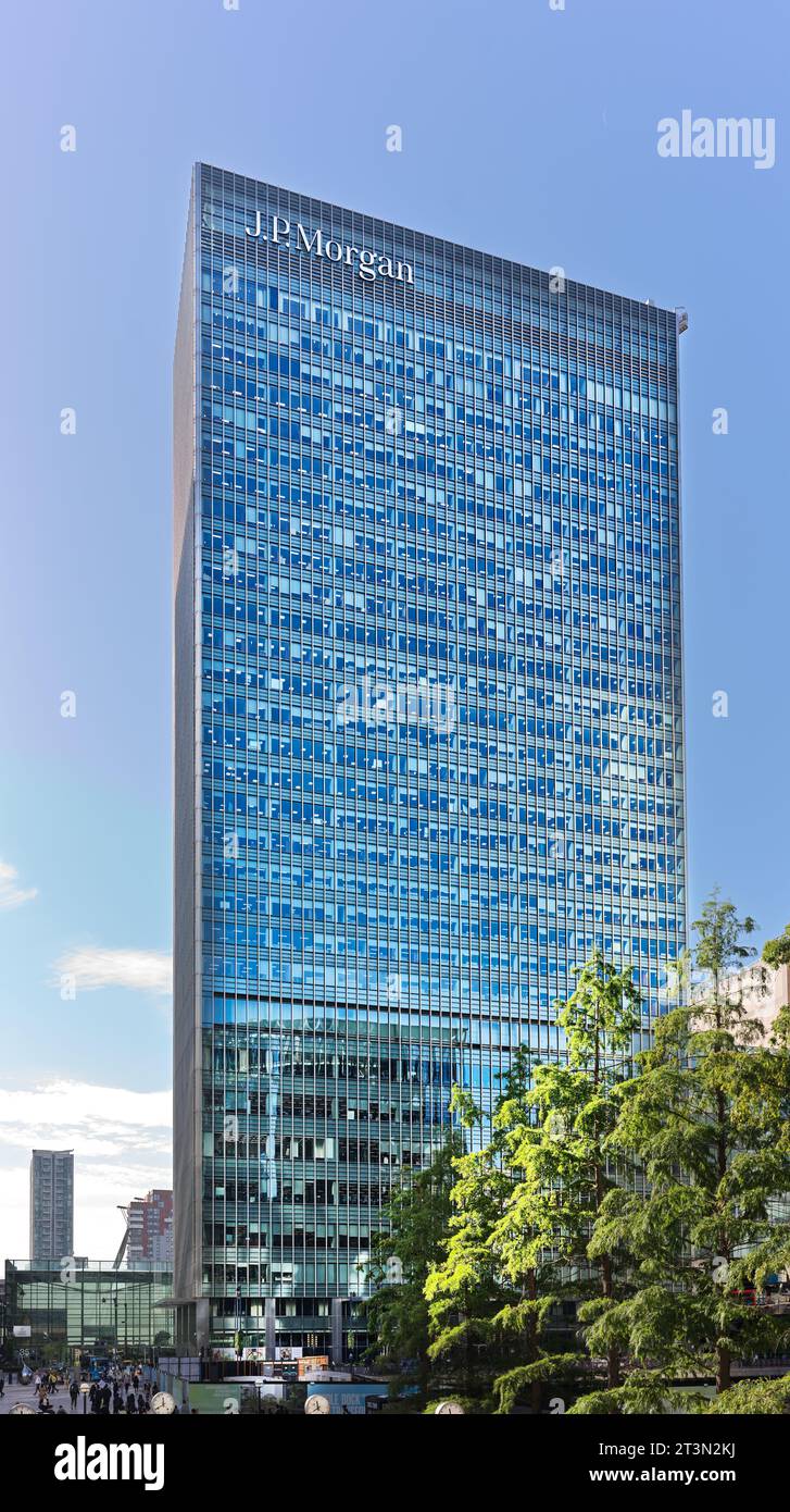 J P Morgan, 25 Bank Street, Canary Wharf Finanzviertel, London, England. Stockfoto