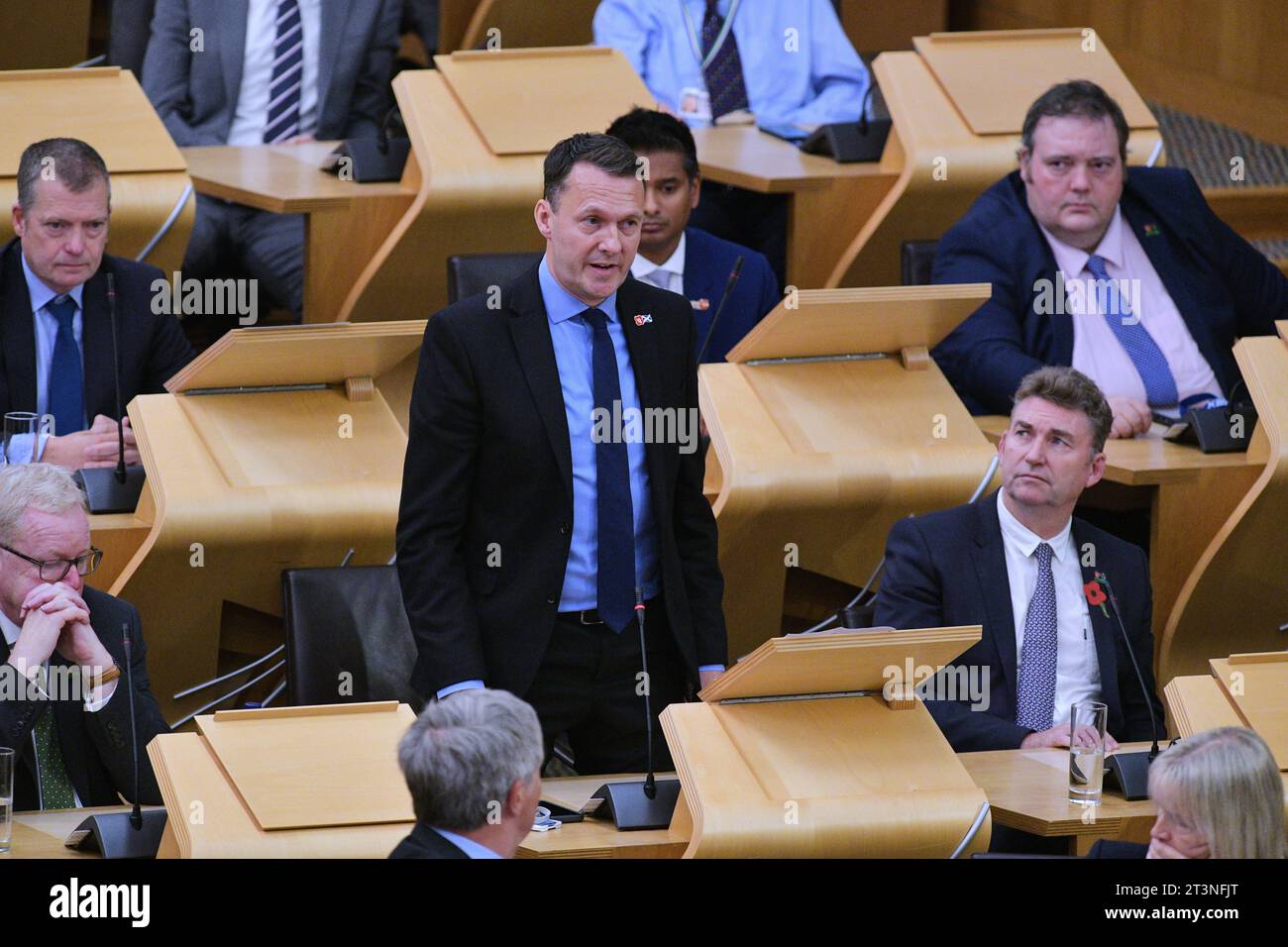 Edinburgh Schottland, Vereinigtes Königreich 26. Oktober 2023. Russell Findlay MSP im schottischen Parlament für erste Ministerfragen. Credit sst/alamy Live News Stockfoto