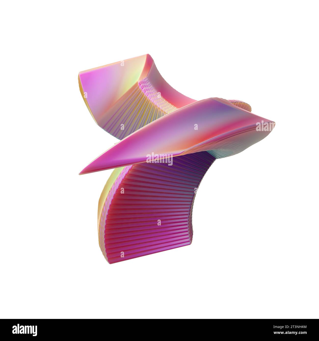 Isolierte spitze verdrehte Geometrie Rosa elegantes modernes 3D-Rendering-Bild abstraktes 3D-Rendering-Bild mit hoher Auflösung im Hintergrund Stockfoto