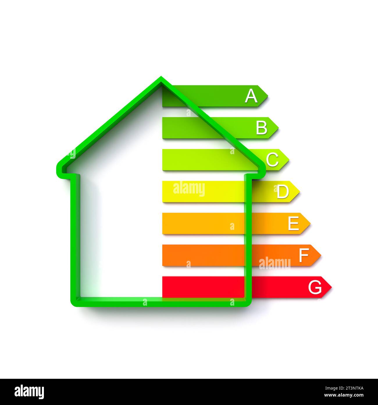 Hauskonzept und Energiebänder. 3D-Rendering Stockfoto